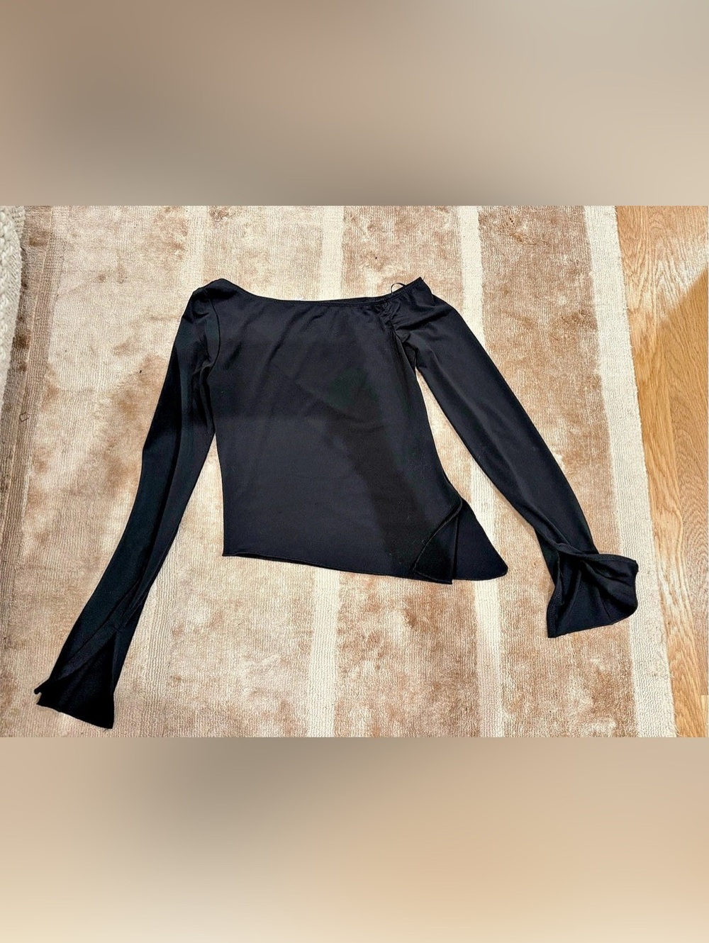 GARAGE Black Boatneck Asymmetrical Long Sleeve Top